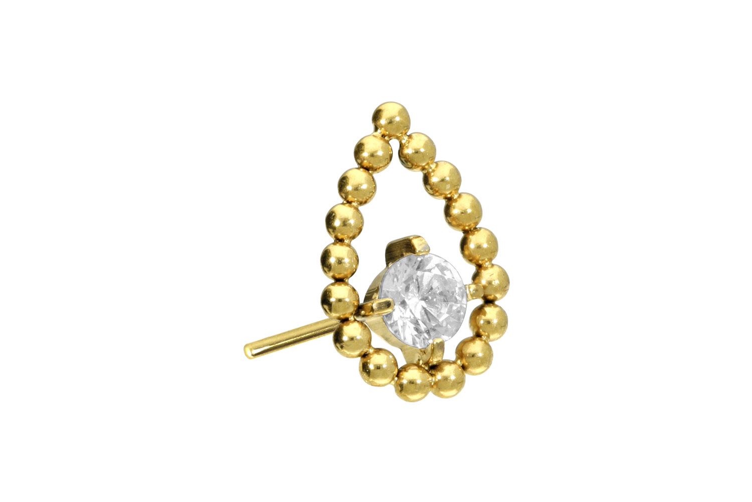 TItan Aufsatz mit Push Pin TROPFEN + KRISTALL von Piercingline
